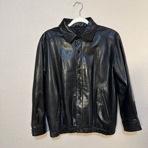 Black Leather Bomber Jacket